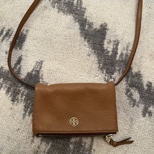Tory Burch Tan Leather Cross Body Clutch